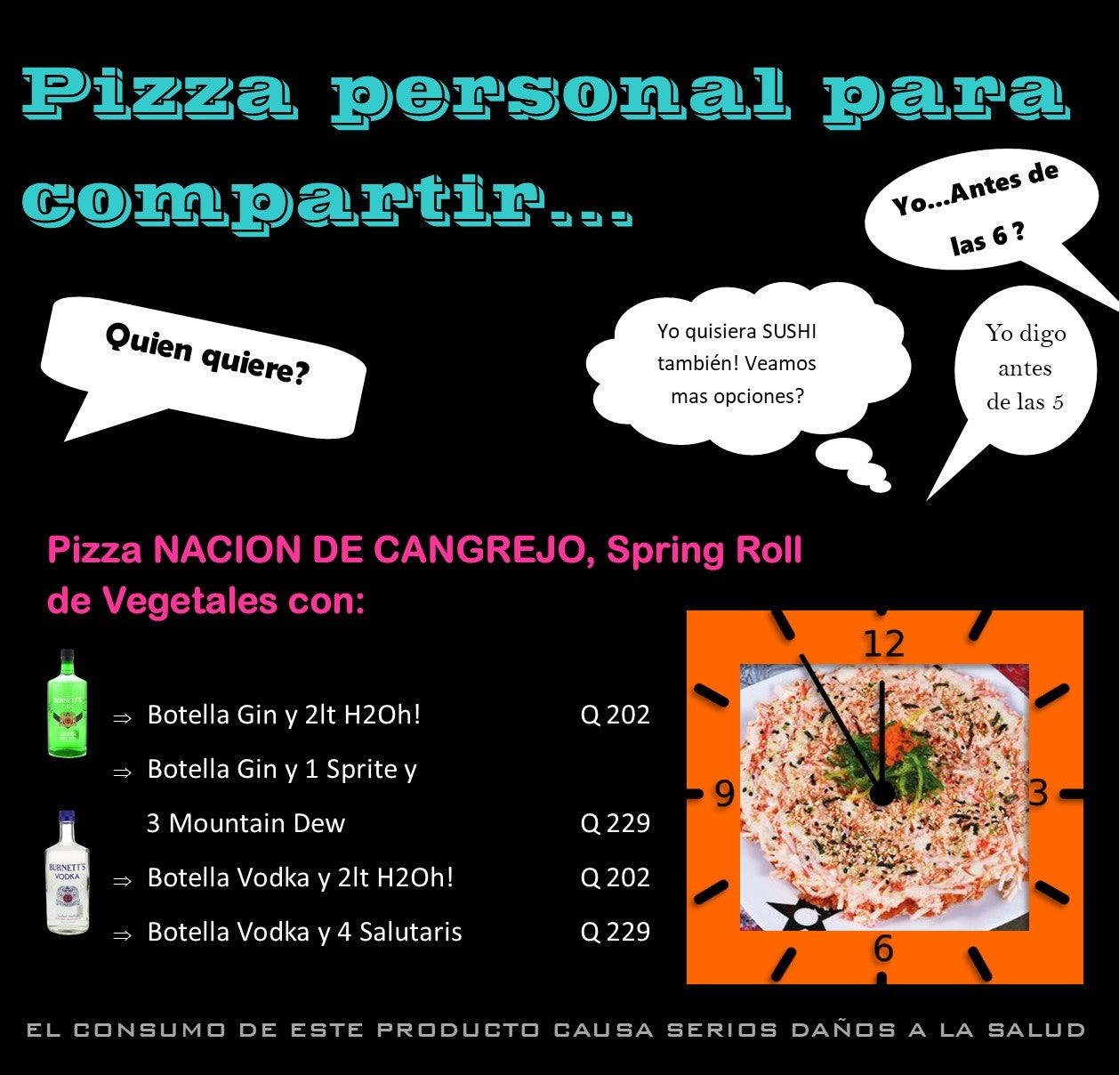 ¿A qué hora pedimos pizza?